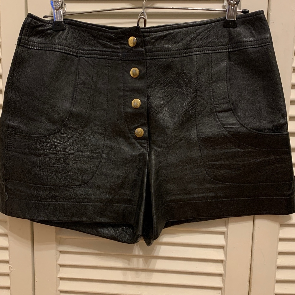 Vintage High-Waisted Pleather Shorts